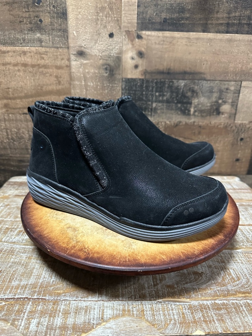 Ryka Women’s Black Slip On Ankle Boots Size 10W Wide Comfort Casual Booties